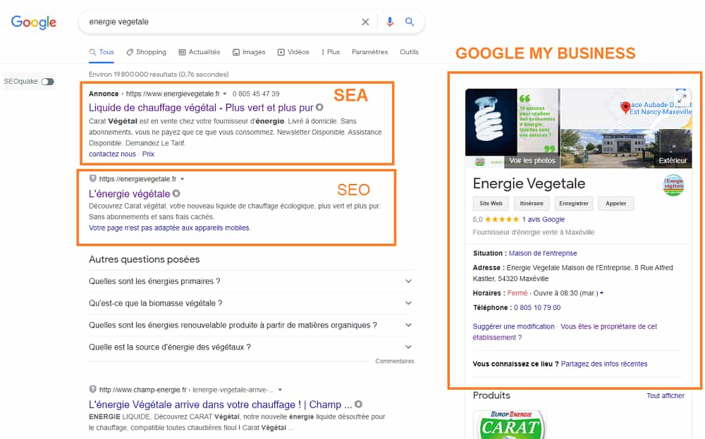 recherche ads googgle sea